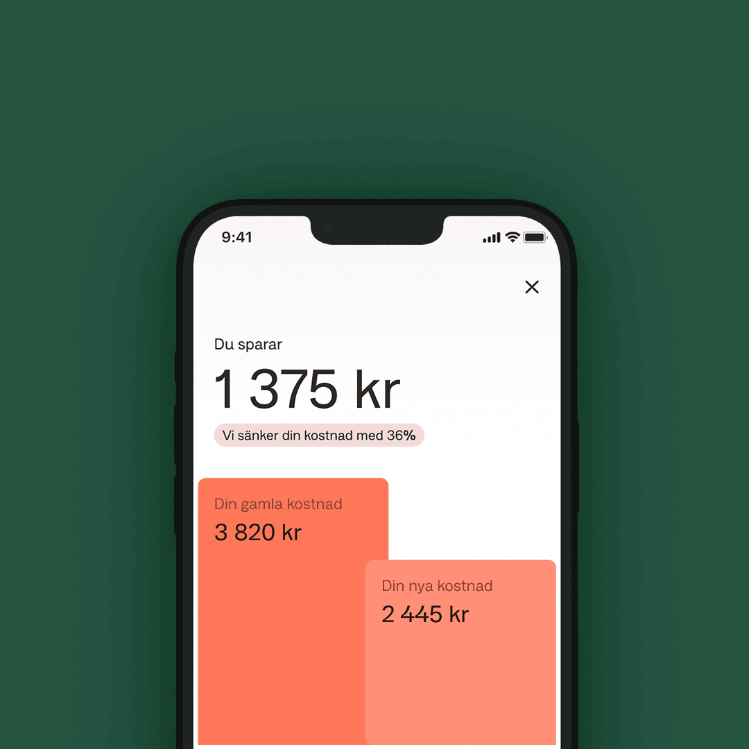 En mobil som visar ett erbjudande från Anyfin.